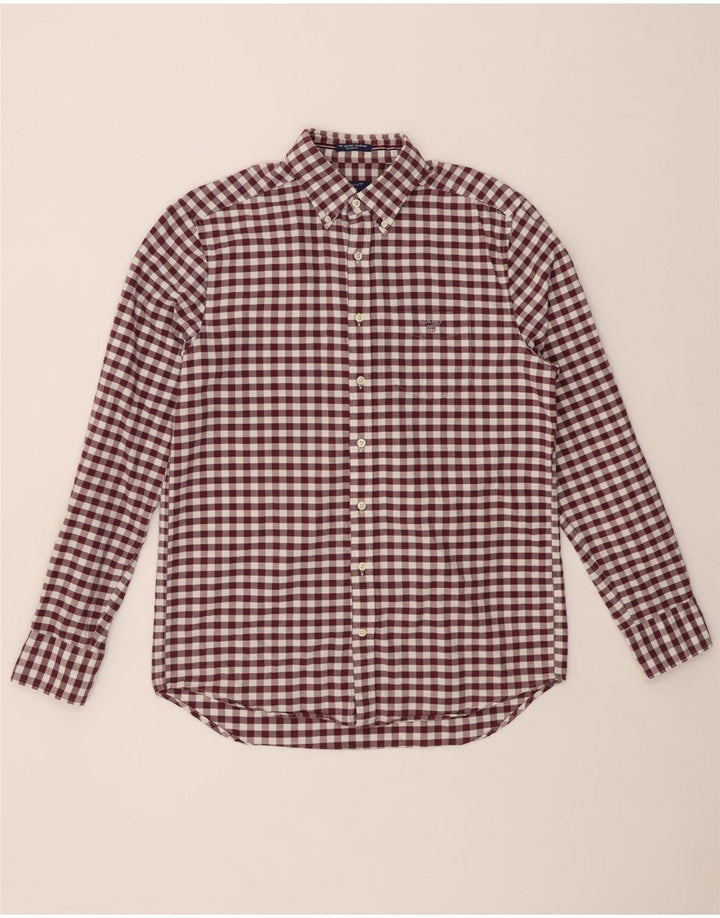 Ανδρικό πουκάμισο GANT Μέγεθος 39/40 15 1/2 Medium Maroon βαμβάκι Gingham