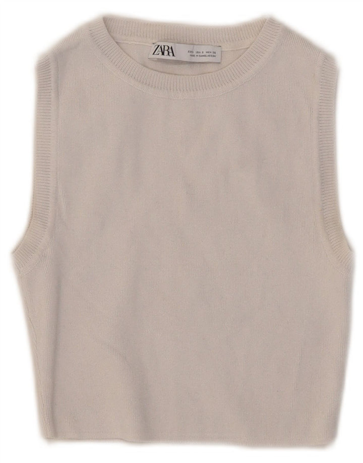 Zara Γυναικείο Γιλέκο Crop UK 8 Small White