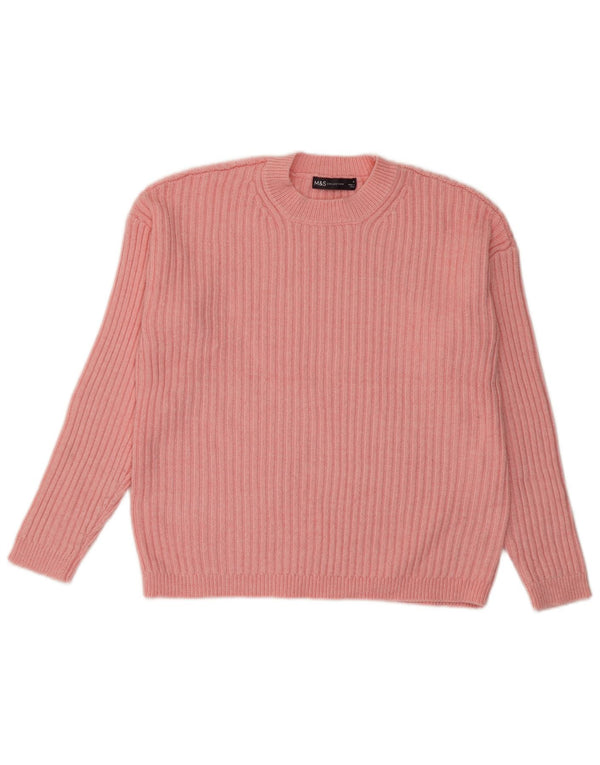 Marks & Spencer Γυναικείο πουλόβερ με λαιμόκοψη UK 14 Medium Pink Polyester