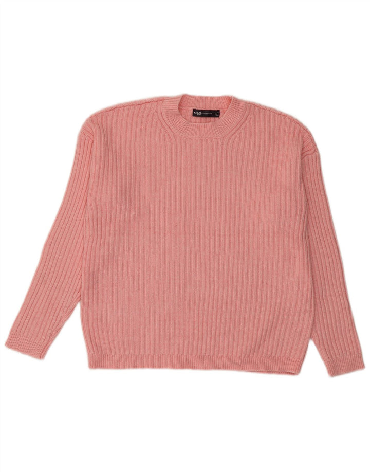Marks & Spencer Γυναικείο πουλόβερ με λαιμόκοψη UK 14 Medium Pink Polyester