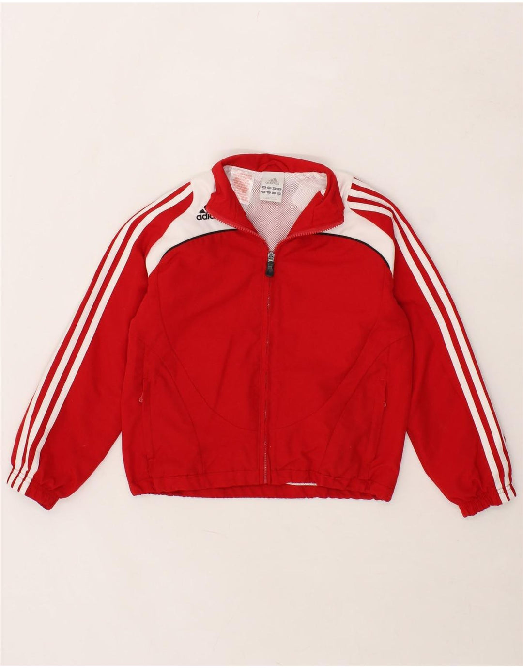 ADIDAS Boys Tracksuit Top Jacket 7-8 Years Red Colourblock Polyester Vintage Adidas and Second-Hand Adidas from Messina Hembry 