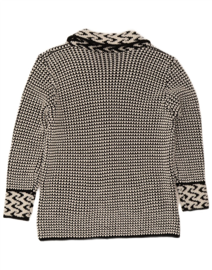 Vintage Γυναικεία Ζακέτα UK 14 Medium Grey Geometric