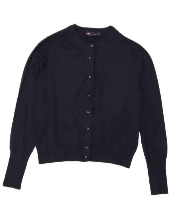 Marks & Spencer Γυναικείο πουλόβερ Crop Cardigan UK 10 Small Navy Blue Viscose