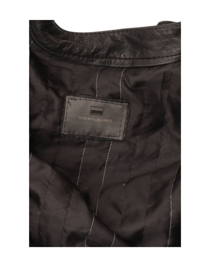Sonny Bono Ανδρικό Bomber Δερμάτινο Μπουφάν UK 38 Medium Μαύρο