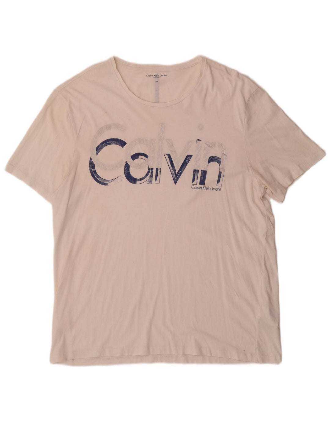 Ανδρικό γραφικό T-shirt CALVIN KLEIN JEANS 2XL λευκό βαμβακερό