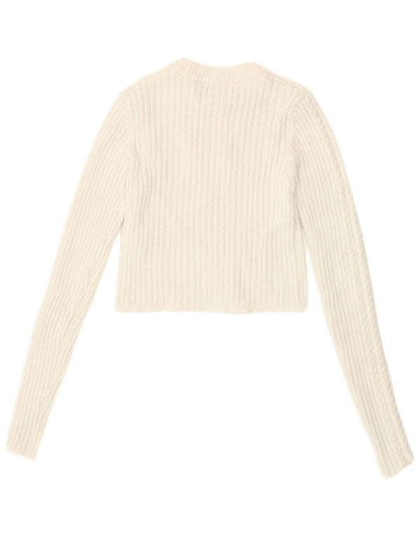 Γυναικείο πουλόβερ Bershka Crop Boat Neck Jumper UK 10 Small White