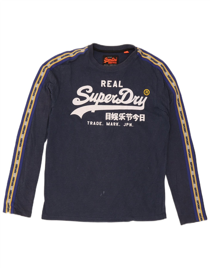 Ανδρικό γραφικό μπλουζάκι Superdry με μακρυμάνικο μεσαίο μπλε ναυτικό