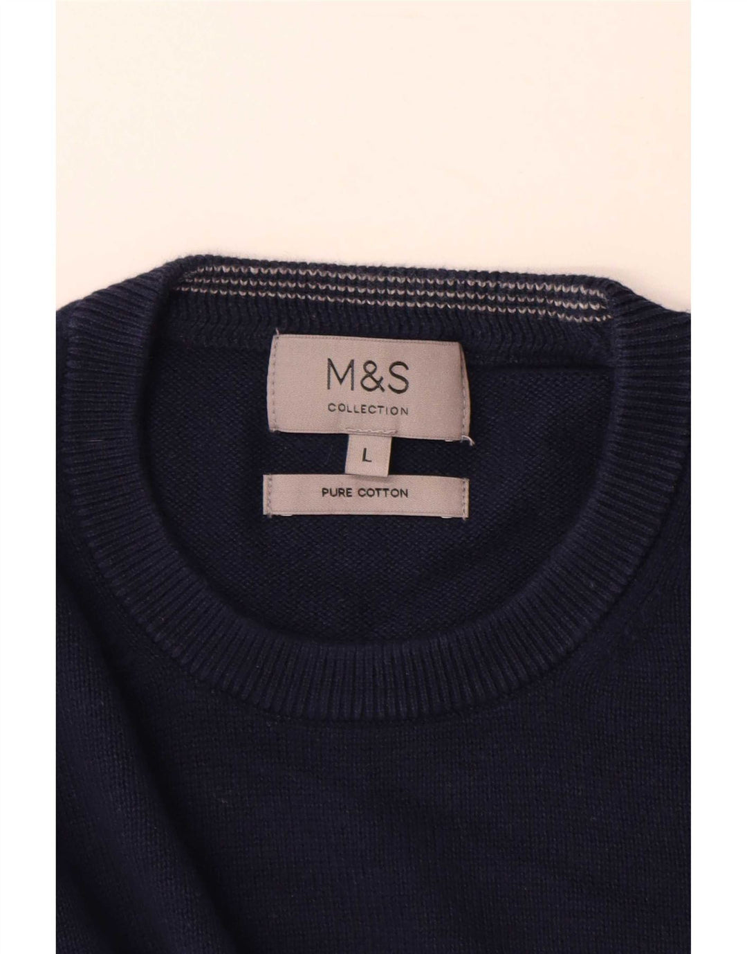 Marks & Spencer Ανδρικό πουλόβερ με λαιμόκοψη μεγάλου χρώματος, βαμβακερό