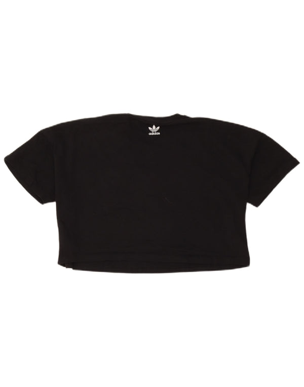 Γυναικείο T-Shirt Adidas Crop Oversized γραφικό τοπ UK 8 μικρό βαμβακερό