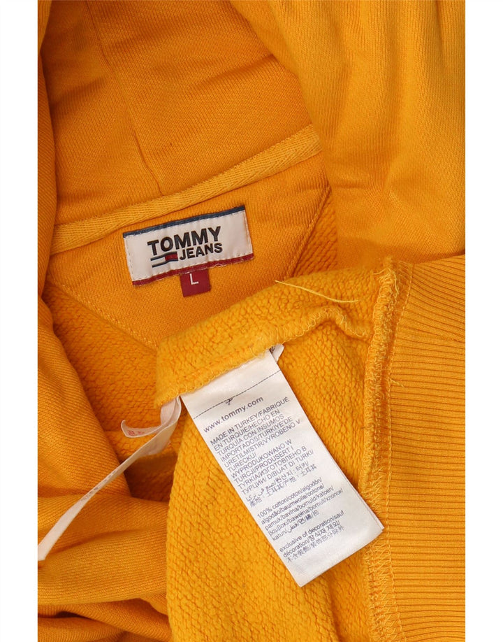 TOMMY HILFIGER Γυναικεία Crop Oversized Hoodie Jumper UK 16 Large Yellow