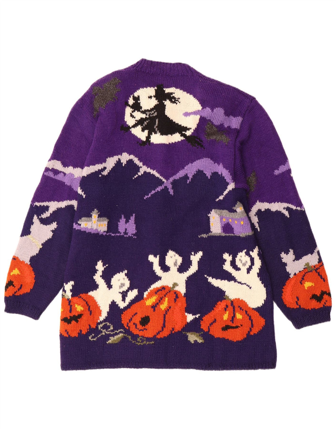 Γυναικείο πουλόβερ VINTAGE γραφικό ζακέτα UK 20 2XL μωβ μαλλί