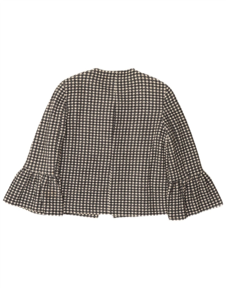 Zara Γυναικείο μπουφάν σακάκι 1 κουμπιού 3/4 μανίκι UK 10 μικρό μαύρο τσεκ