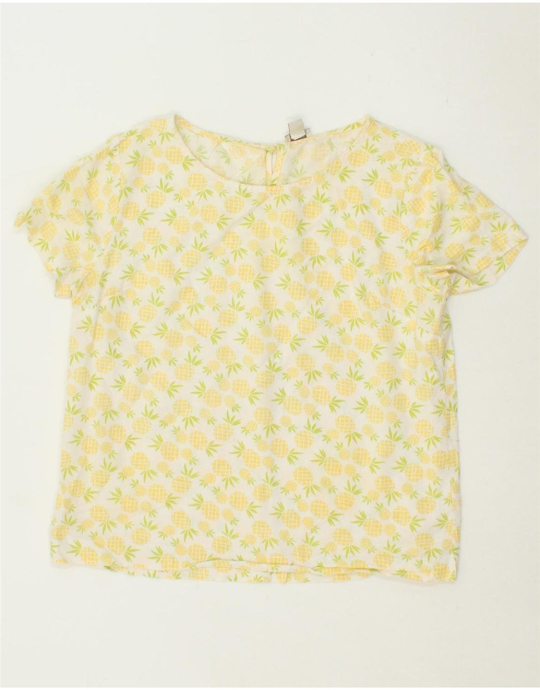 J. CREW Womens Abstract Pattern Blouse Top UK 14 Medium Yellow Linen Vintage J. Crew and Second-Hand J. Crew from Messina Hembry 