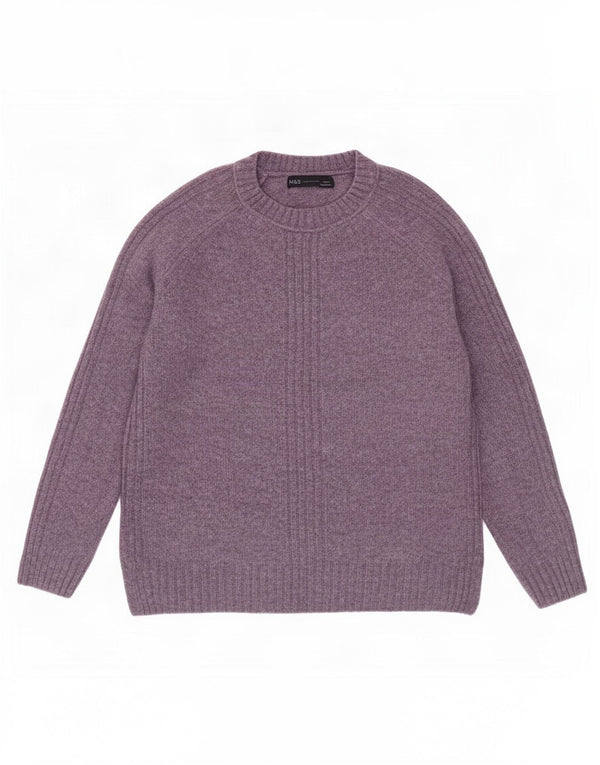 Marks & Spencer Γυναικείο πουλόβερ με λαιμόκοψη UK 10 Small Purple Acrylic