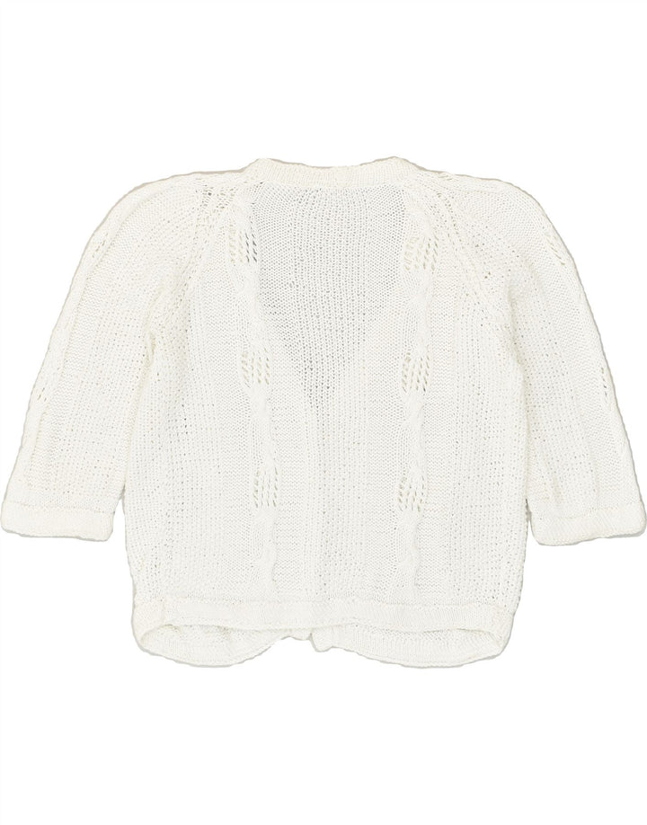 VINTAGE Womens 3/4 Sleeve Cardigan Sweater UK 12 Medium White | Vintage Vintage | Thrift | Second-Hand Vintage | Used Clothing | Messina Hembry 