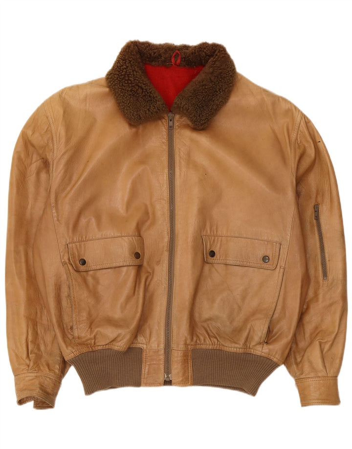 Maren Ανδρικό Δερμάτινο Μπουφάν IT 54 2XL Beige Colourblock Leather