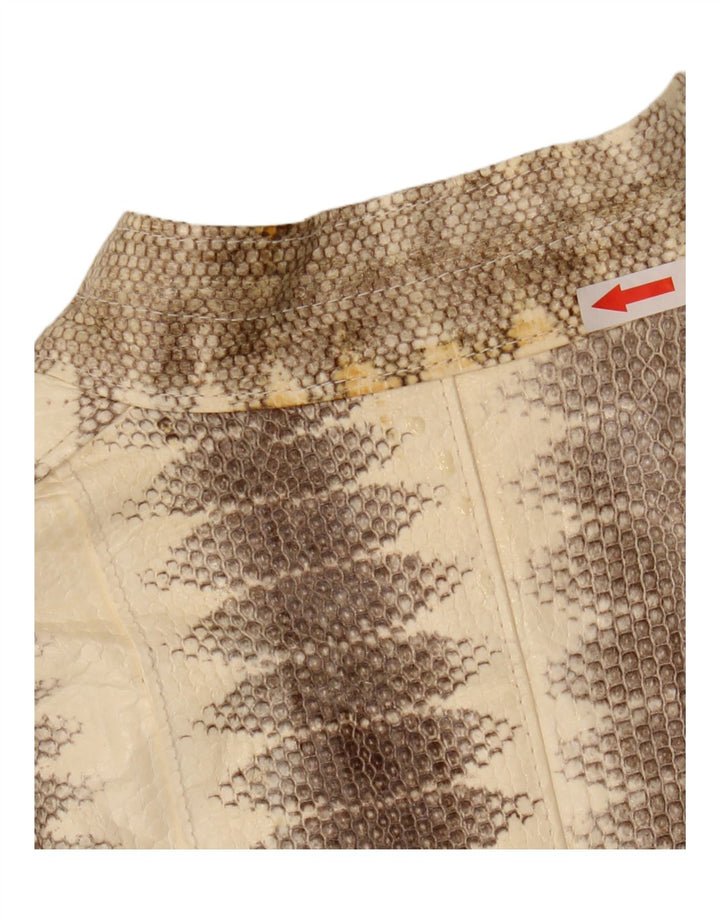 Lee Sands Ανδρικό Δερμάτινο Μπουφάν UK 40 Large Beige Animal Print