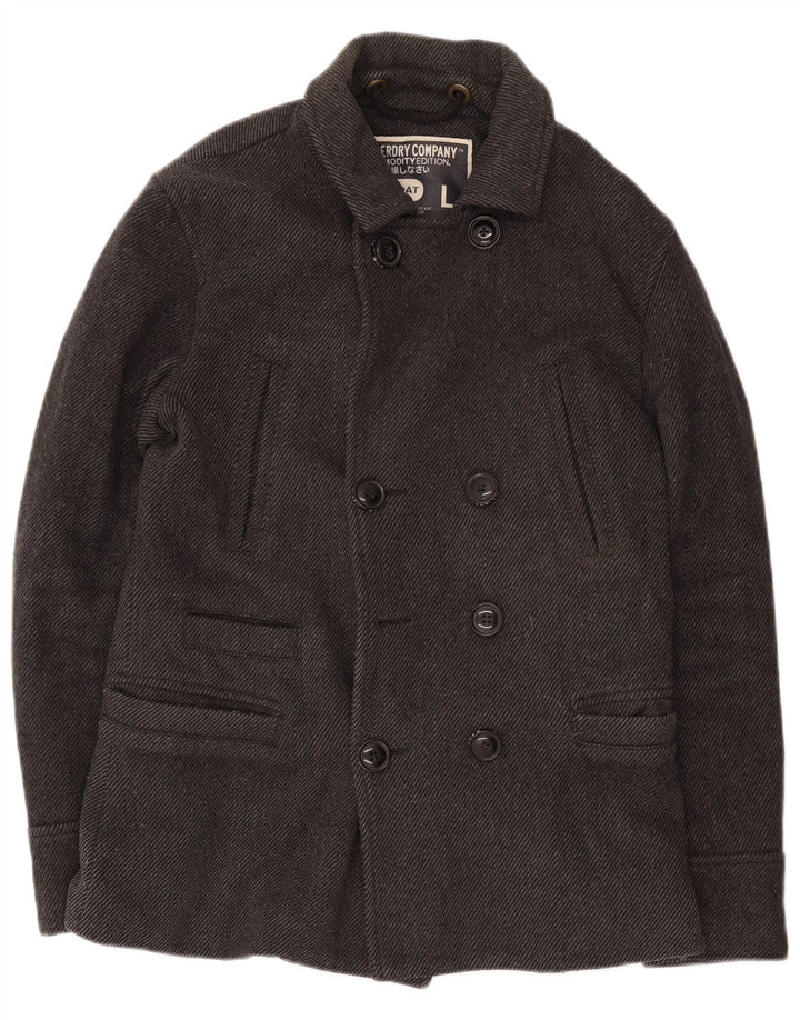 Superdry Ανδρικό παλτό μπιζελιού UK 40 Large Grey Wool