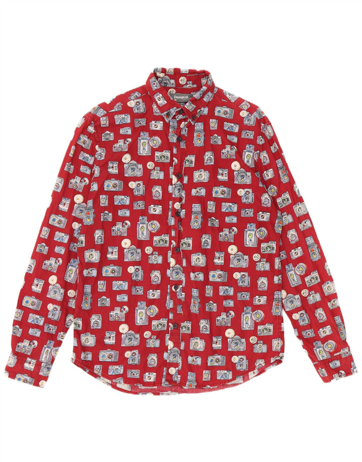 Ανδρικό πουκάμισο Desigual Abstract Pattern με κανονική εφαρμογή, μεσαίο βαμβακερό μπορντό