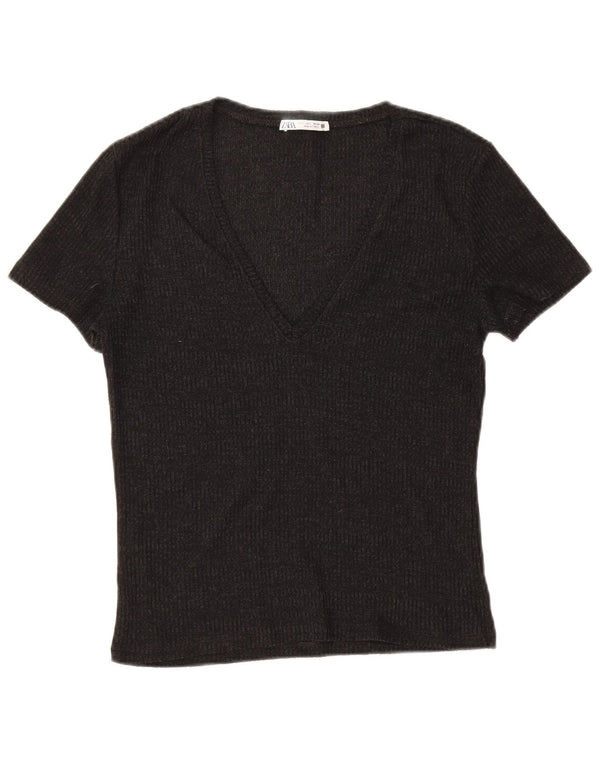 Zara Γυναικείο T-Shirt Top UK 14 Large Black