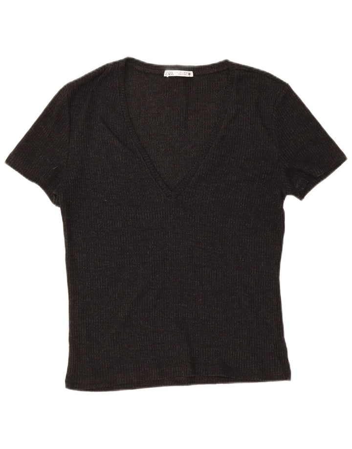 Zara Γυναικείο T-Shirt Top UK 14 Large Black