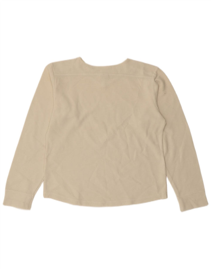 Γυναικείο Crop τοπ NIKE μακρυμάνικο UK 10/12 Βαμβακερό μεσαίο σε ανοιχτό λευκό