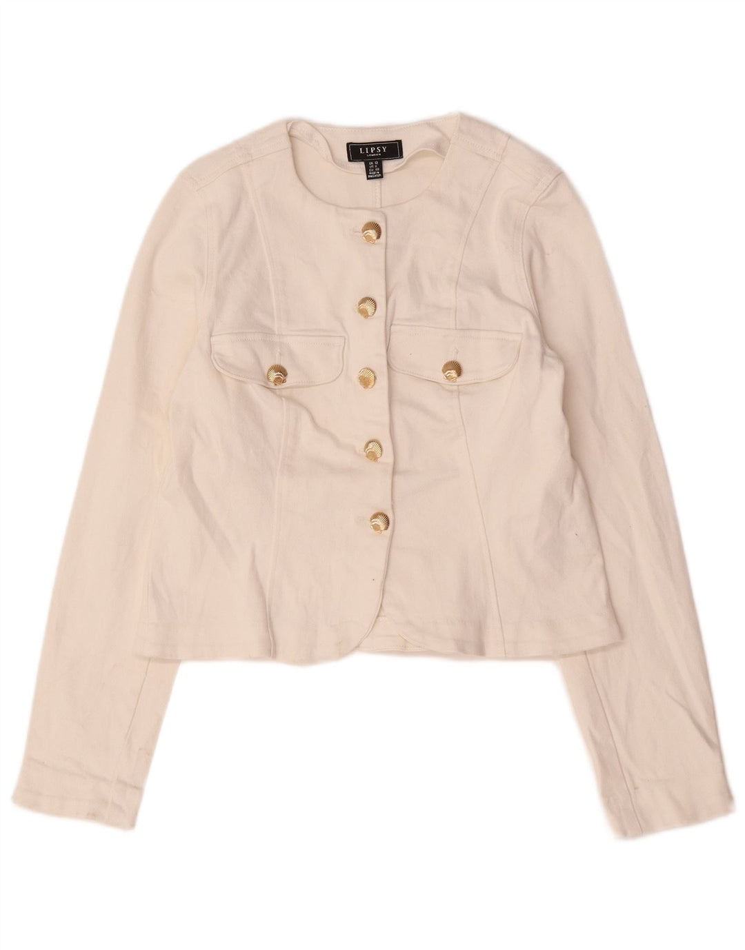 Lipsy γυναικείο σακάκι blazer με 5 κουμπιά UK 12 μεσαίο λευκό βαμβακερό