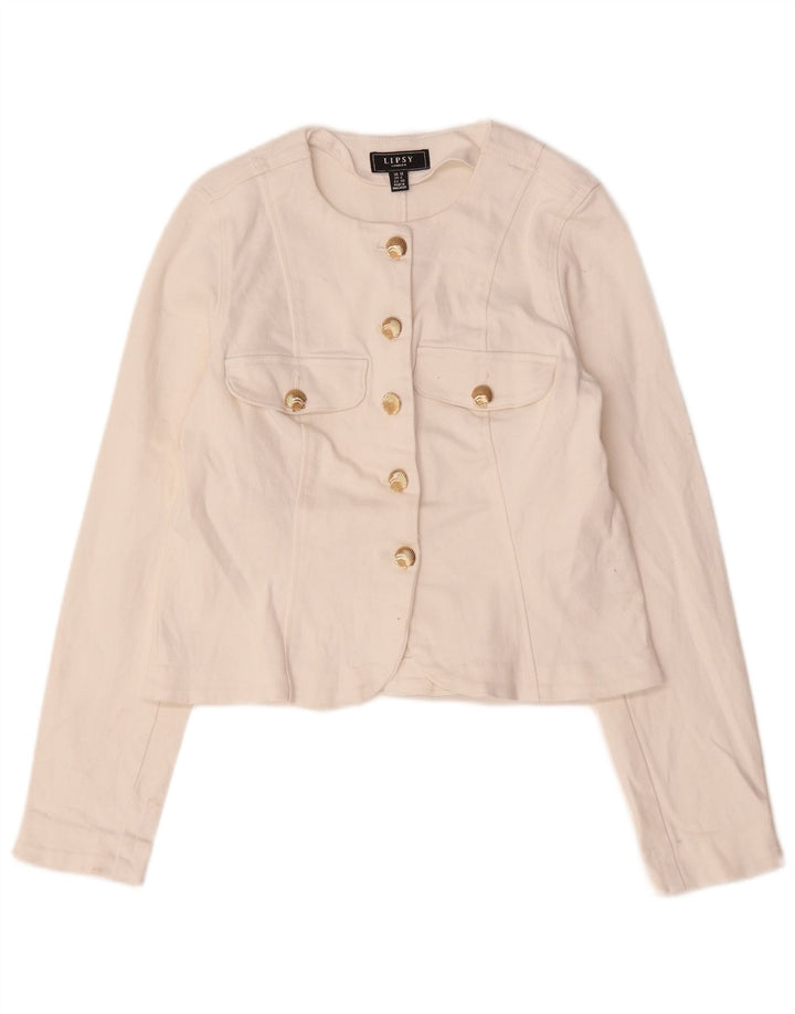 Lipsy γυναικείο σακάκι blazer με 5 κουμπιά UK 12 μεσαίο λευκό βαμβακερό
