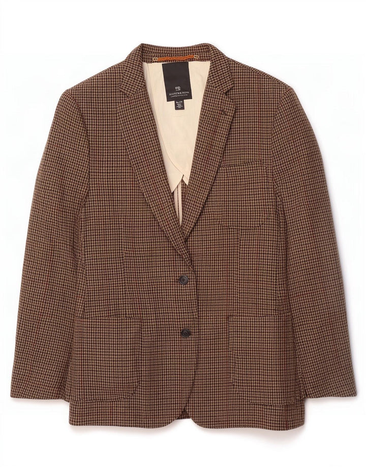 Scotch & Soda Ανδρικό σακάκι με 2 κουμπιά σακάκι IT 52 XL Καφέ μαλλί Houndstooth