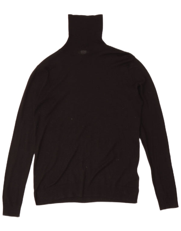Basic Womens Roll Neck Jumper Sweater UK 10 Small Black Acrylic