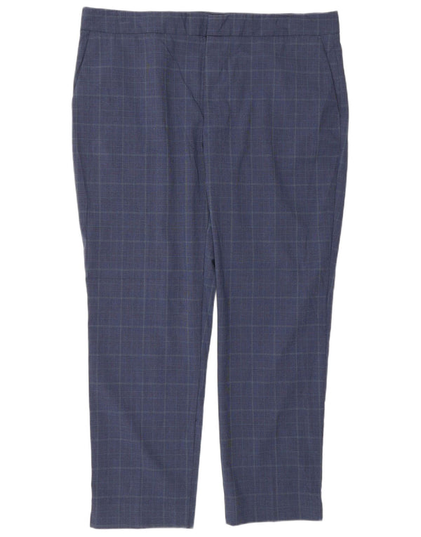 Zara γυναικείο ίσιο παντελόνι EU 44 XL W34 L27 Navy Blue Houndstooth
