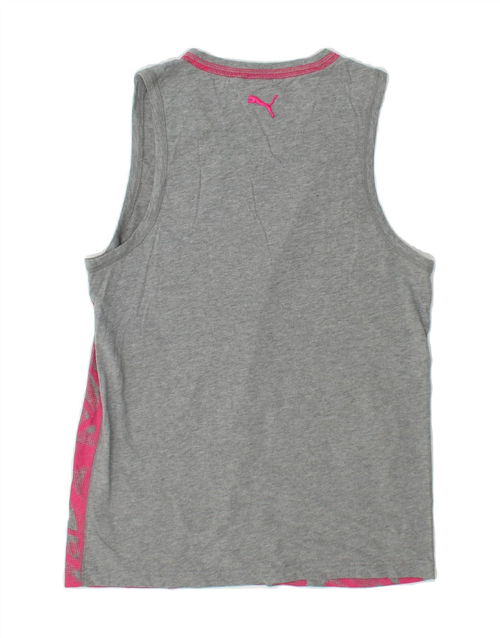 PUMA Womens Vest Top UK 12 Medium Grey Colourblock Cotton Vintage Puma and Second-Hand Puma from Messina Hembry 