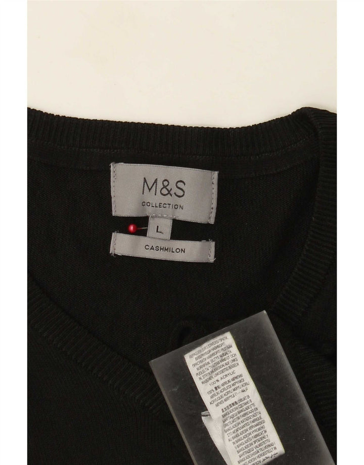 Marks & Spencer Ανδρικό πουλόβερ με λαιμόκοψη με λαιμόκοψη μεγάλο μαύρο ακρυλικό