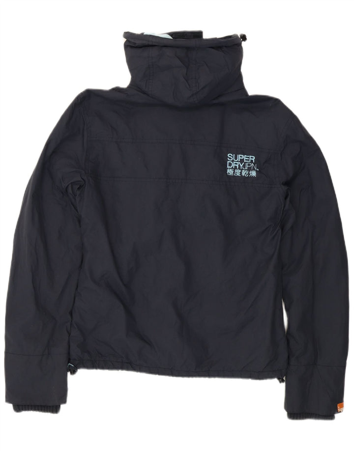 Superdry γυναικείο μπουφάν με κουκούλα αντιανεμικό UK 14 Medium Navy Blue Nylon