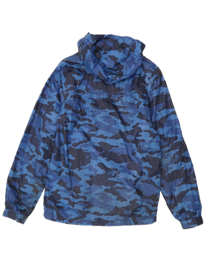 Mountain Warehouse Boys Rain Jacket 12-13 Years Blue Camouflage Polyester