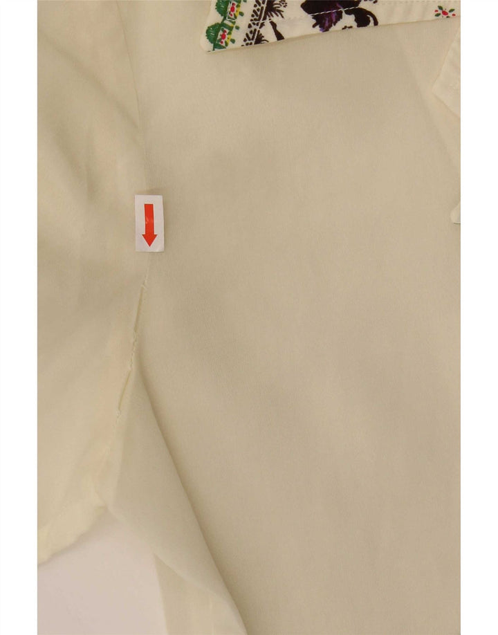 Vintage Γυναικεία See Through Μπλούζα IT 44 Medium Off White Floral