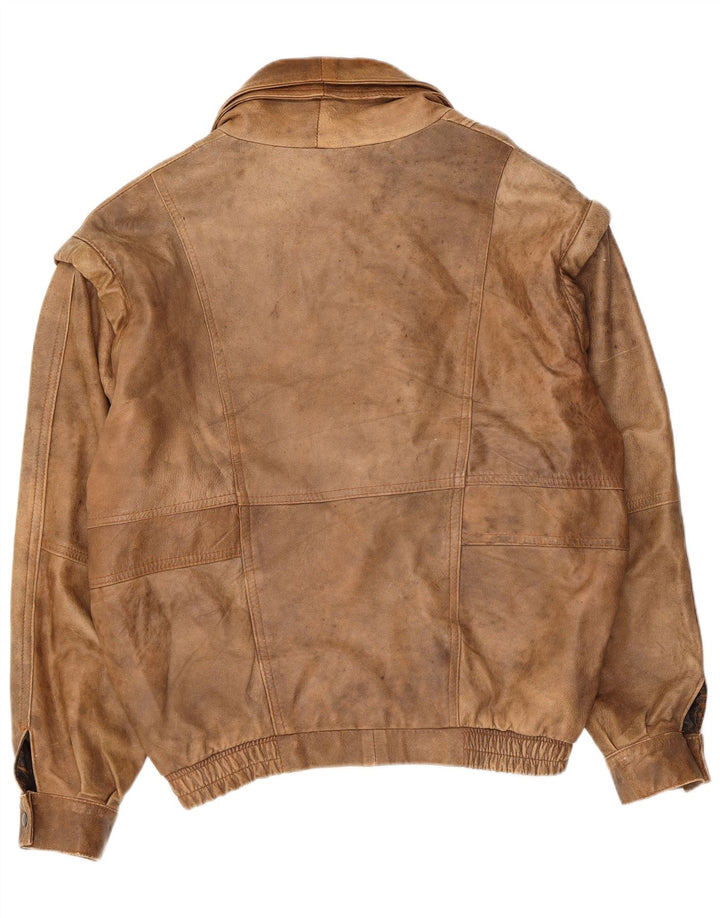 Vintage Ανδρικό Δερμάτινο Μπουφάν UK 40 Large Beige