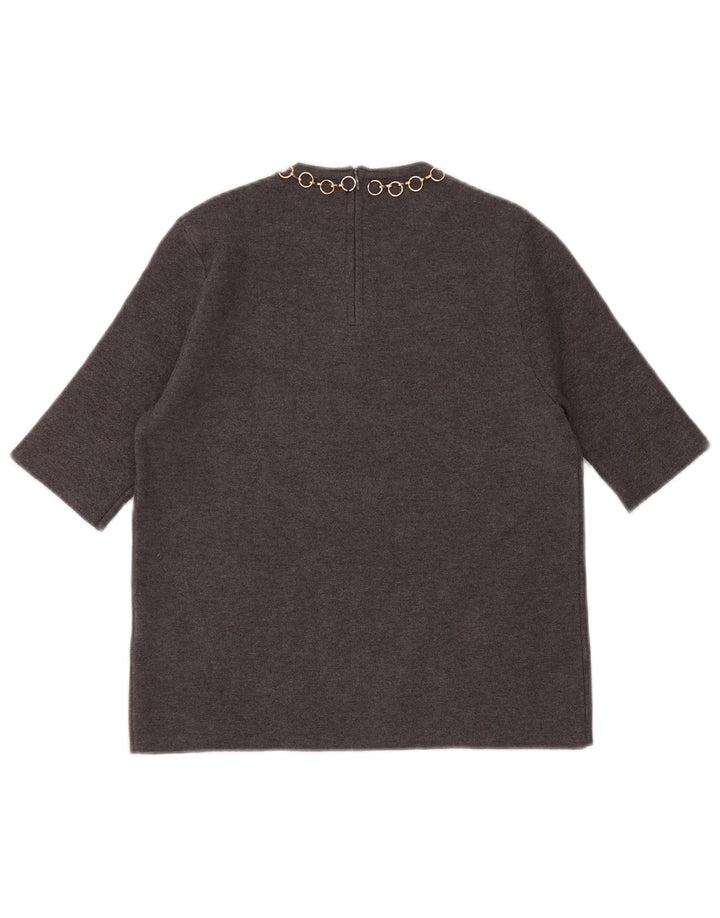 Zara Γυναικεία Crop Μπλούζα Τοπ UK 10 Small Grey Viscose