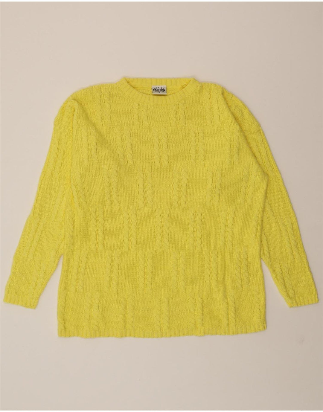 VINTAGE Mens Boat Neck Jumper Sweater Medium Yellow Cotton Vintage Vintage and Second-Hand Vintage from Messina Hembry 
