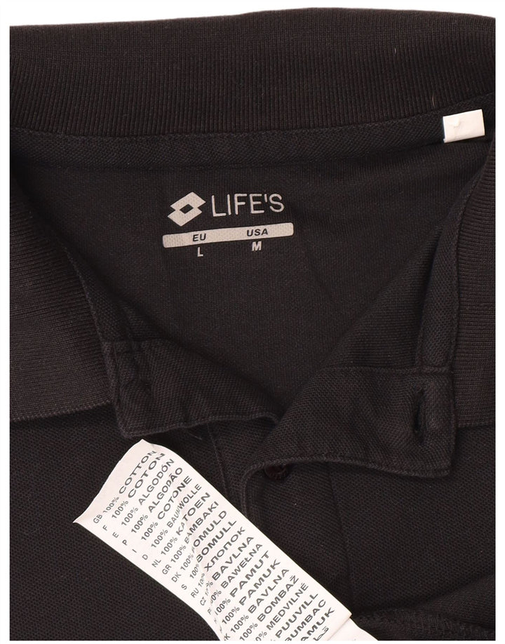 Lotto Ανδρικό Πόλο Μπλουζάκι μεγάλο μαύρο βαμβακερό