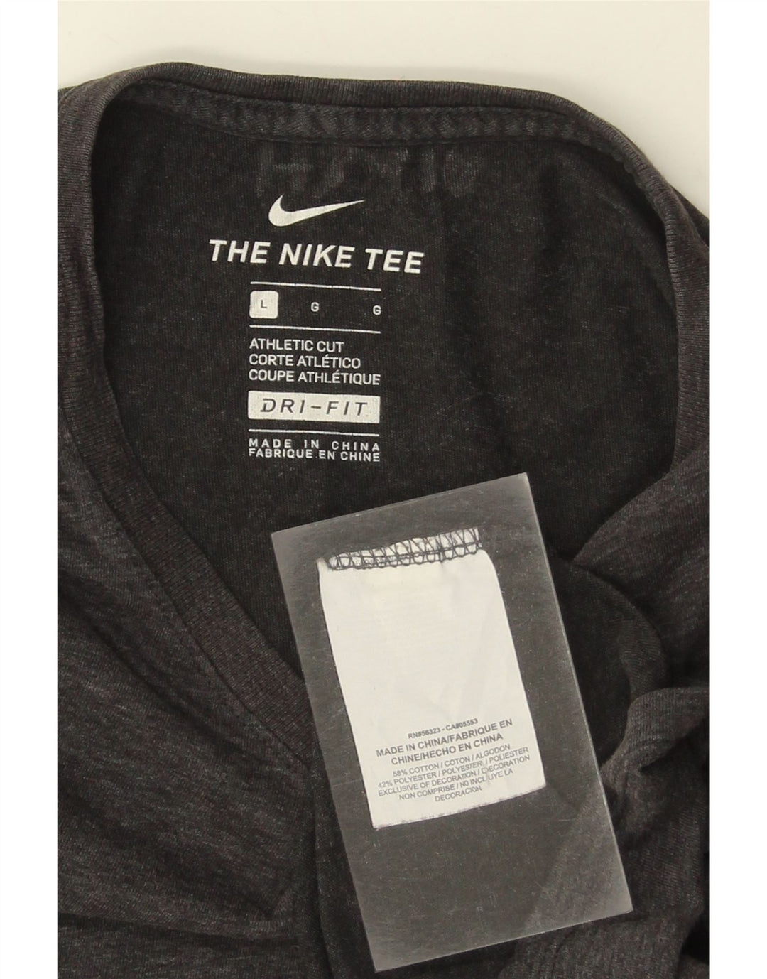 NIKE Mens Athletic Cut T-Shirt Top Large Grey Cotton