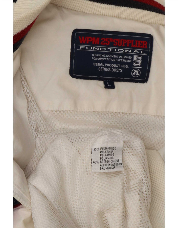 WPM Mens Wildcats Graphic Bomber Jacket UK 40 Large White Colourblock