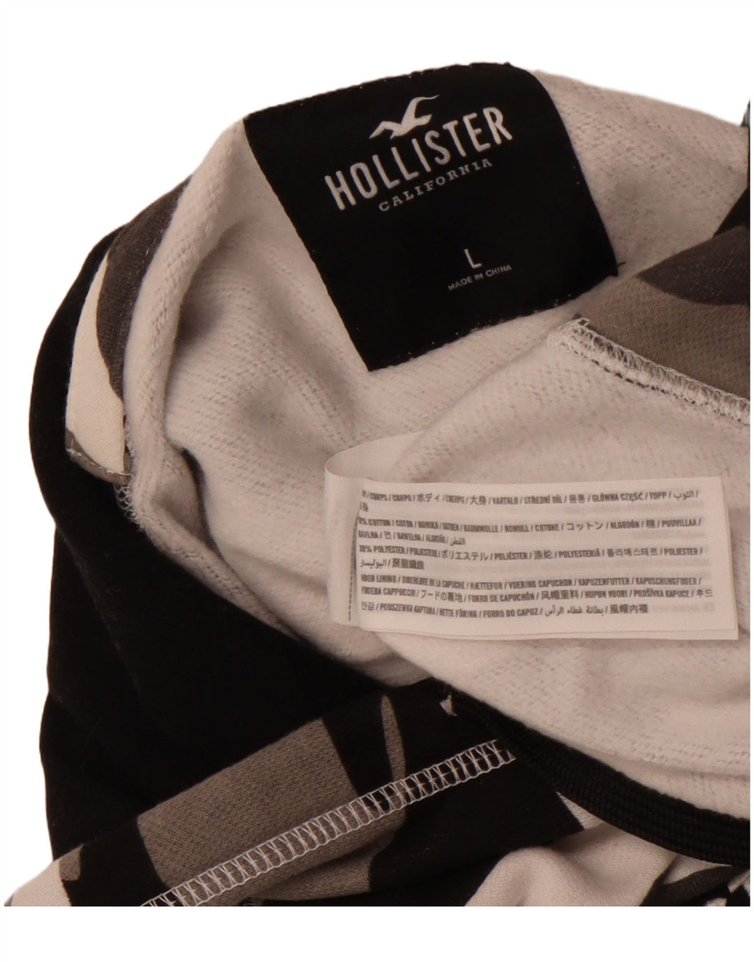 HOLLISTER Ανδρικό Hoodie Jumper Μεγάλο Γκρι Βαμβακερό Καμουφλάζ