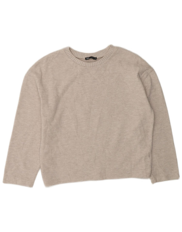 Zara Γυναικείο πουλόβερ με λαιμόκαυστο UK 14 Medium Grey Polyester