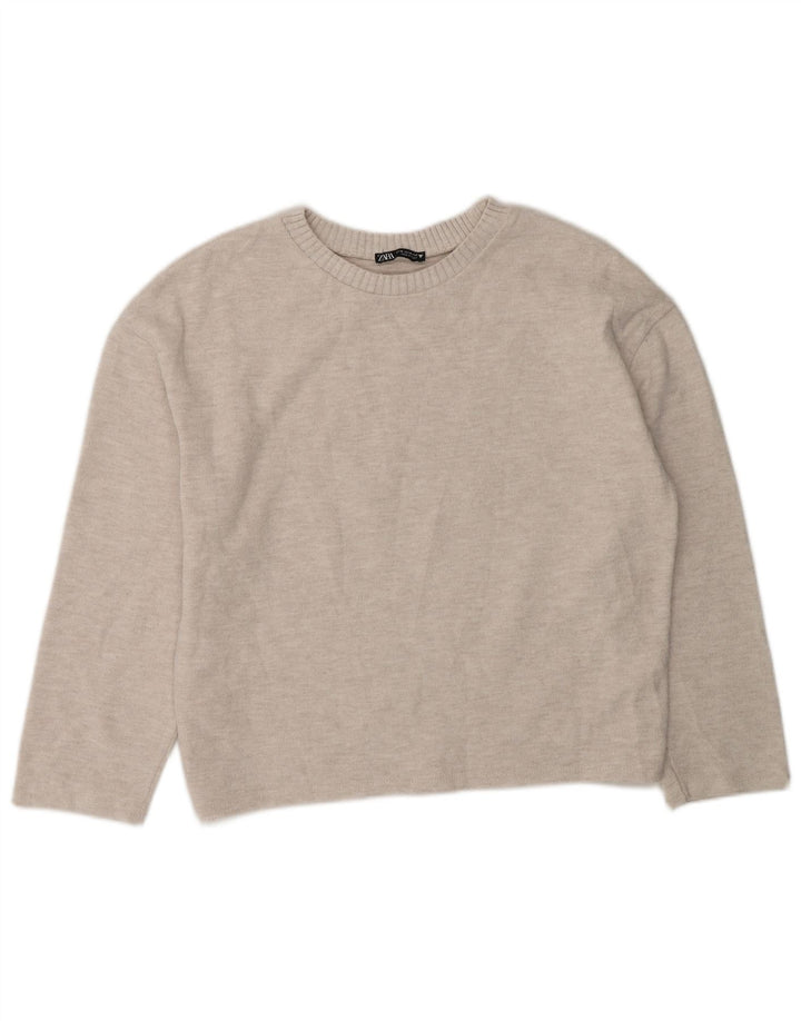 Zara Γυναικείο πουλόβερ με λαιμόκαυστο UK 14 Medium Grey Polyester