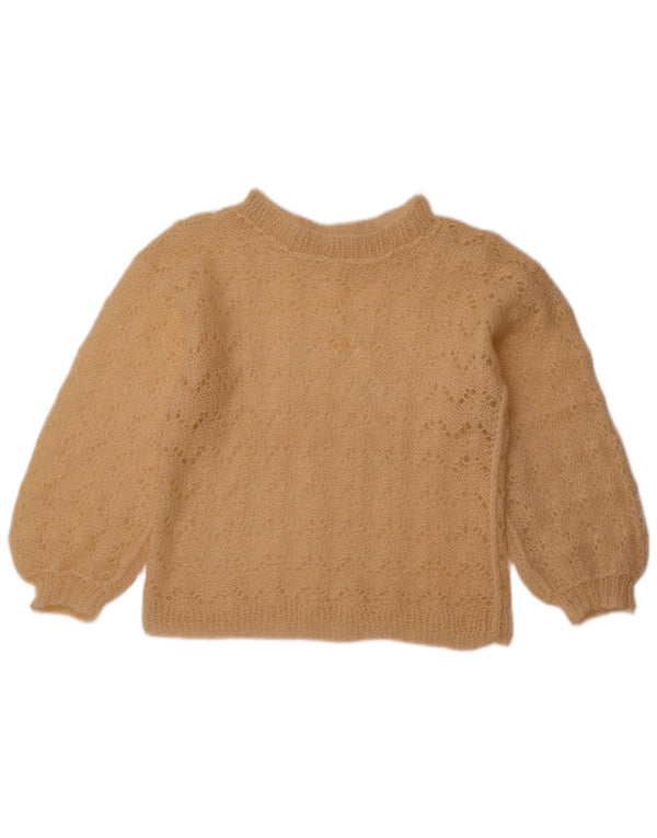 Γυναικείο πουλόβερ Vintage Crop Boat Neck Jumper UK 12 Medium Beige