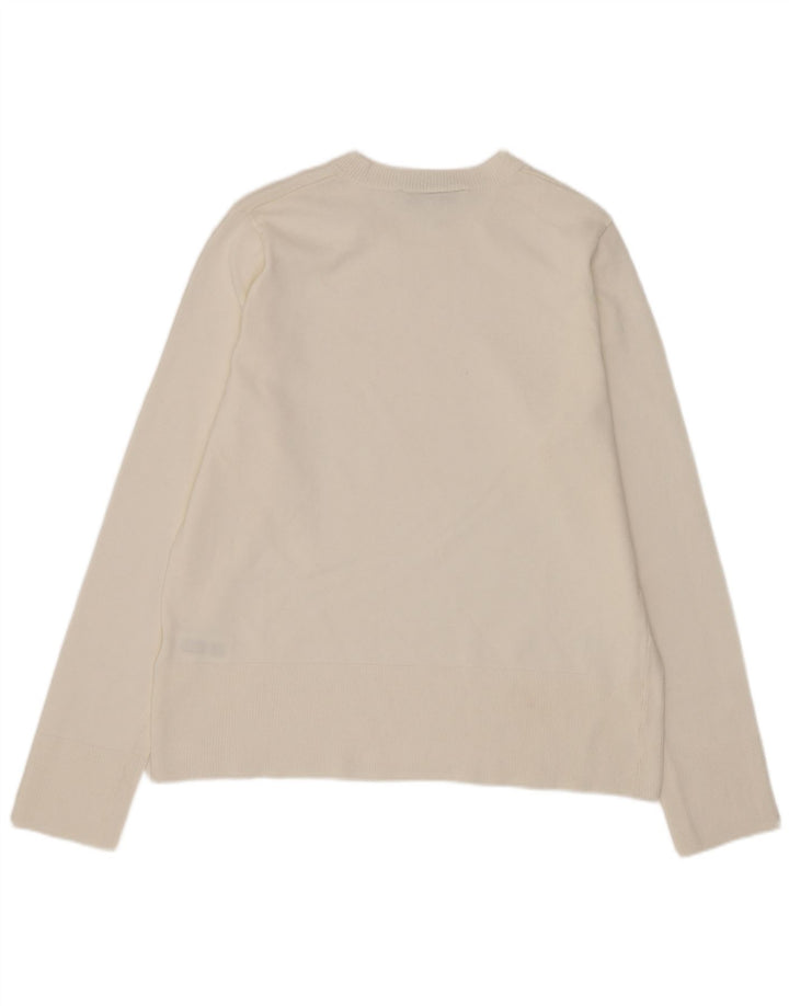 Zara Γυναικείο πουλόβερ με λαιμόκοψη UK 10 Small White Viscose