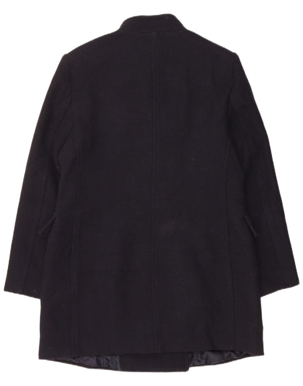 Zara Womens Double Breasted Coat UK 18 XL Navy Blue Wool