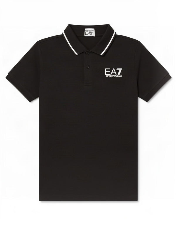 Emporio Armani Boys Polo πουκάμισο 13-14 ετών Μαύρο βαμβακερό