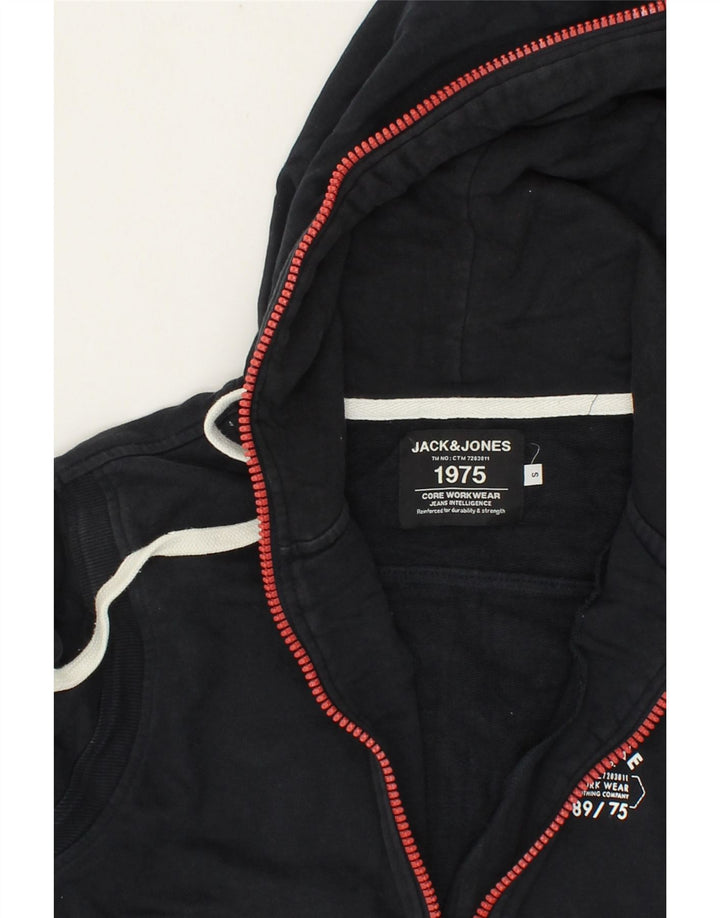 JACK & JONES Mens Zip Hoodie Sweater Small Black Colourblock Vintage Jack & Jones and Second-Hand Jack & Jones from Messina Hembry 